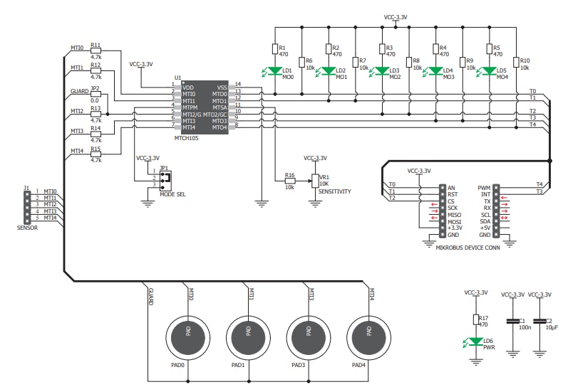 Schematic - Mikroe MIKROE-2883 Cap Extend 3 Click